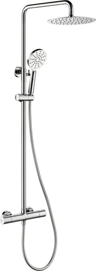 Set de duș DRAGOR cu baterie termostatică, crom lucios