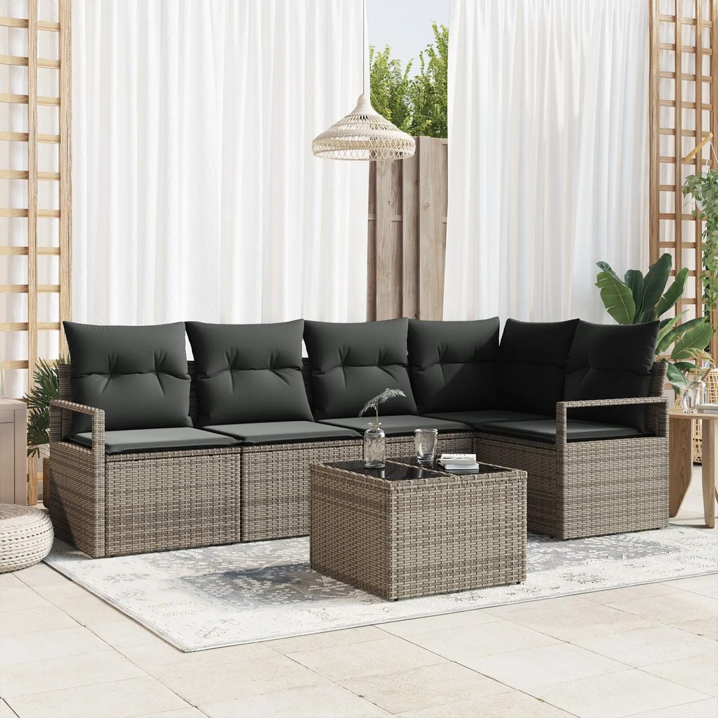 vidaXL Set de canapele pentru grădină 6 pcs Gri Rattan poli