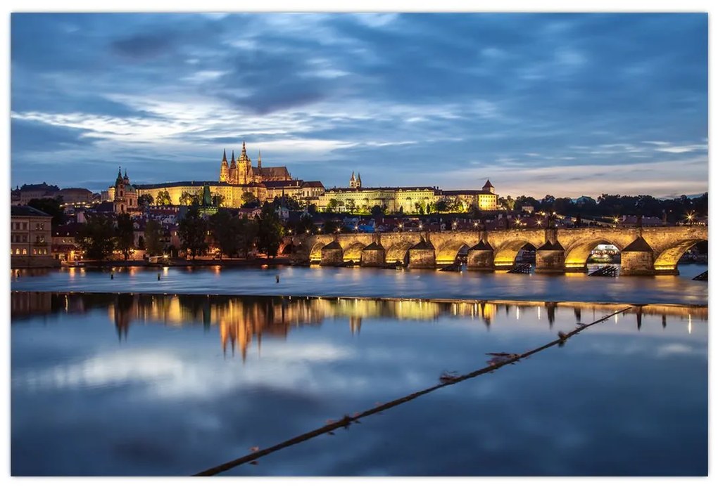 Tablou cu palatul din Praga și podul lui Carol (90x60 cm)