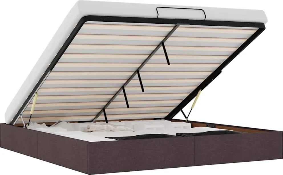 vidaXL Cadru pat otoman fără saltea țesătură maro închis 160x200 cm