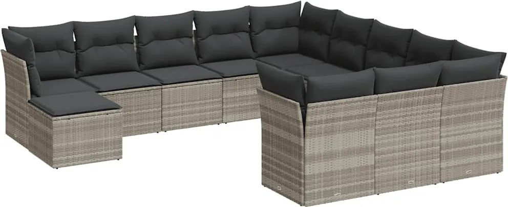 vidaXL Set canapele de grădină cu perne, 12piese gri deschis poliratan