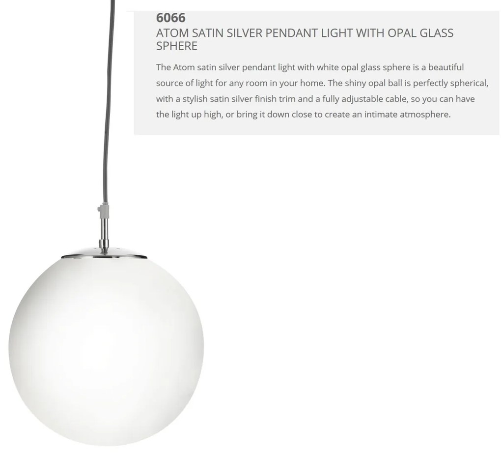 Lustra / Pendul design modern 25cm Atom silver / opal 6066 SRT