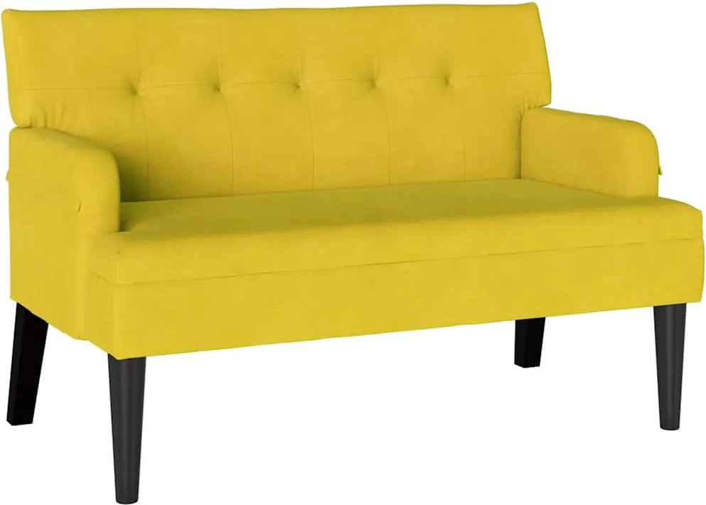 vidaXL Bancă Chesterfield Galben 112 x 65,5 x 75 cm Catifea