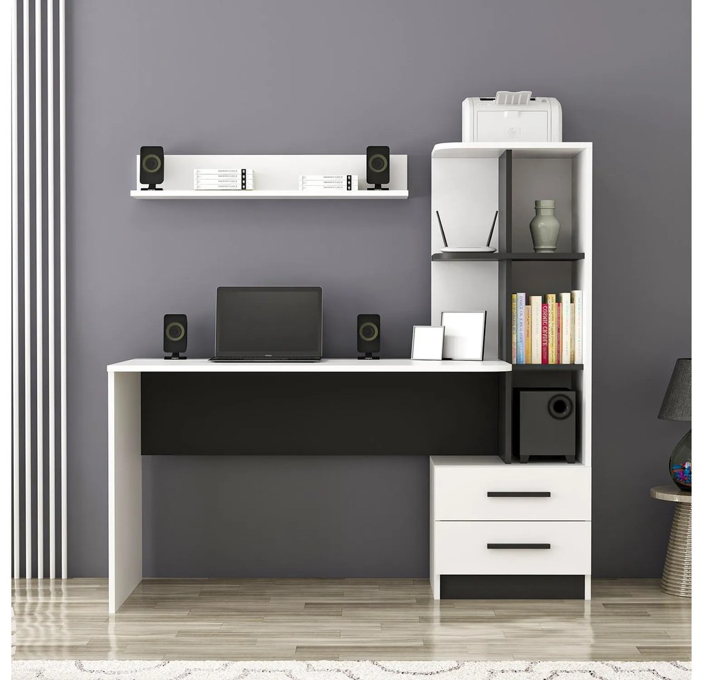 Masă PC Aslan (Alb + Negru). 1088786