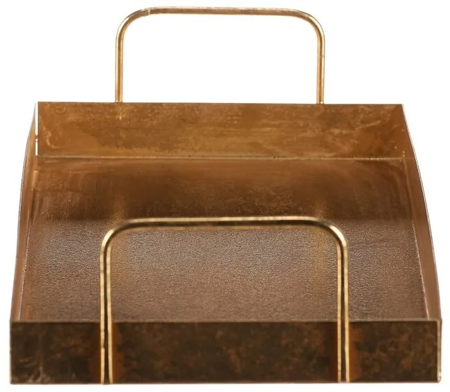 Tavă metalică cu mâner dreptunghiular, auriu, 36 x16 x 7 cm