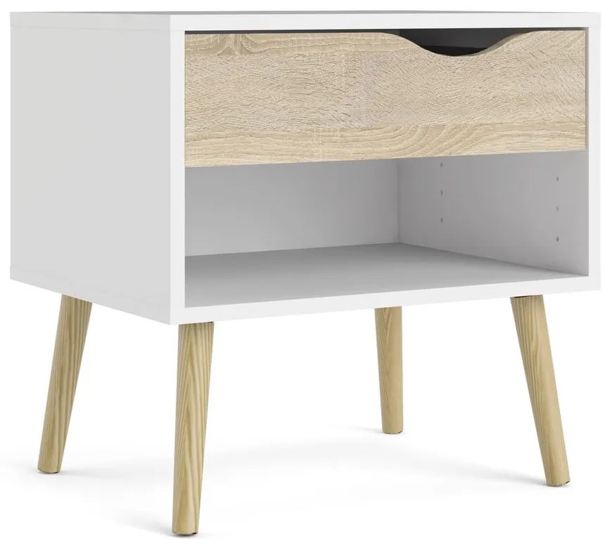 Noptieră albă/în culoare naturală Oslo – Tvilum