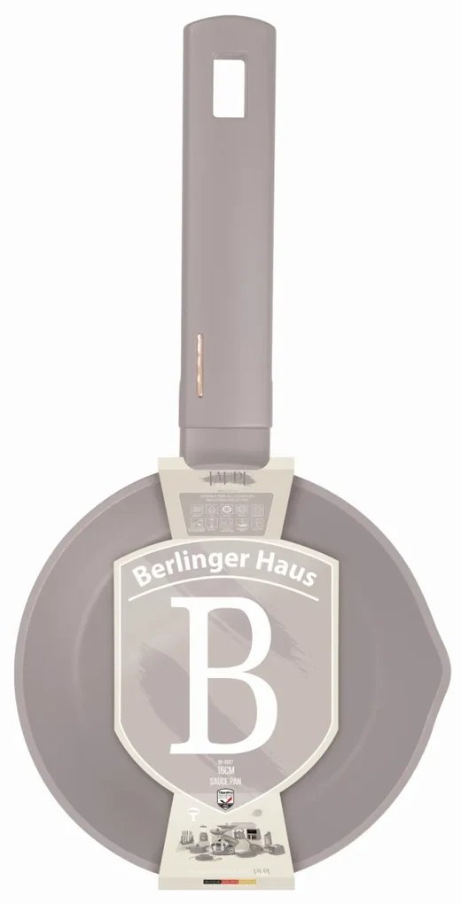 Oală pentru sos 16 cm, 1.2 L Berlinger Haus Taupe Collection BH 8087, cu strat antiaderent titan, ideală pentru încălzire și rețete rapide
