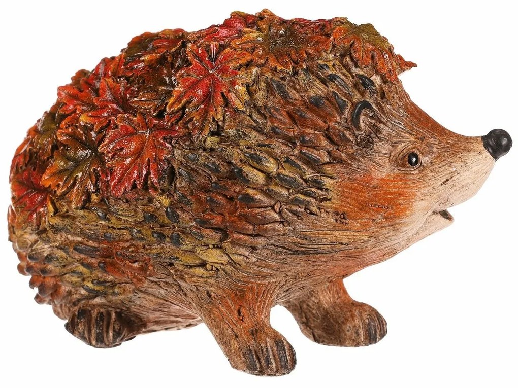 Decorație de toamnă Arici cu frunze, 22 x 13 x 15cm, poliresină