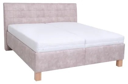 Pat tapițat VIOLET 180x200 cm, cu saltea și spațiu de depozitare, bej