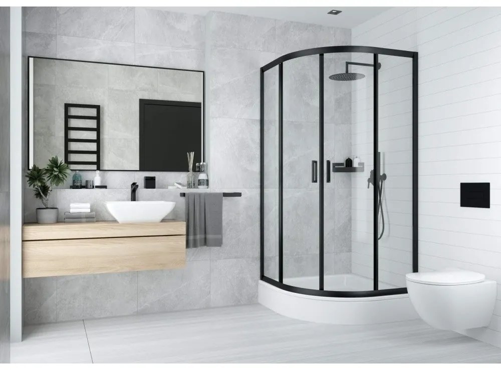 Cadita dus semirotunda Deante Plus II alb 90 cm