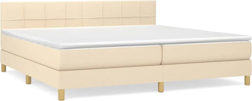 vidaXL Pat box spring cu saltea, crem, 200x200 cm, textil