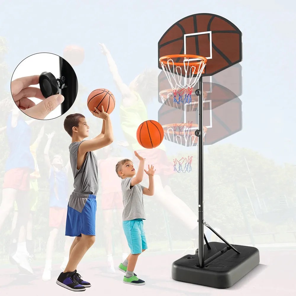 Coș de baschet reglabil pe înălțime pentru copii, maro