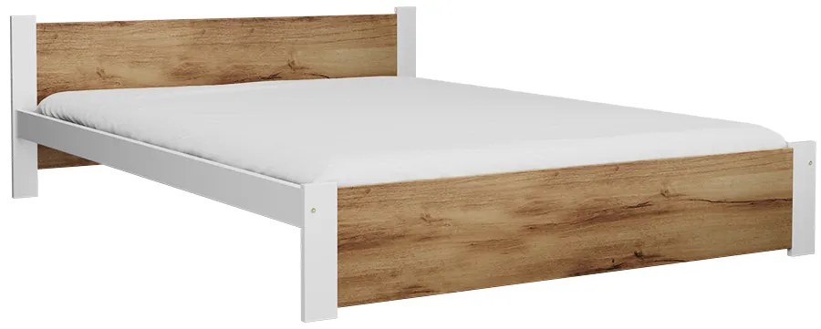 Pat de o persoana IKAROS 120 x 200 cm, stejar artizan/alb Saltele: Cu saltele Coco Maxi 20 cm, Somiera pat: Cu lamele drepte