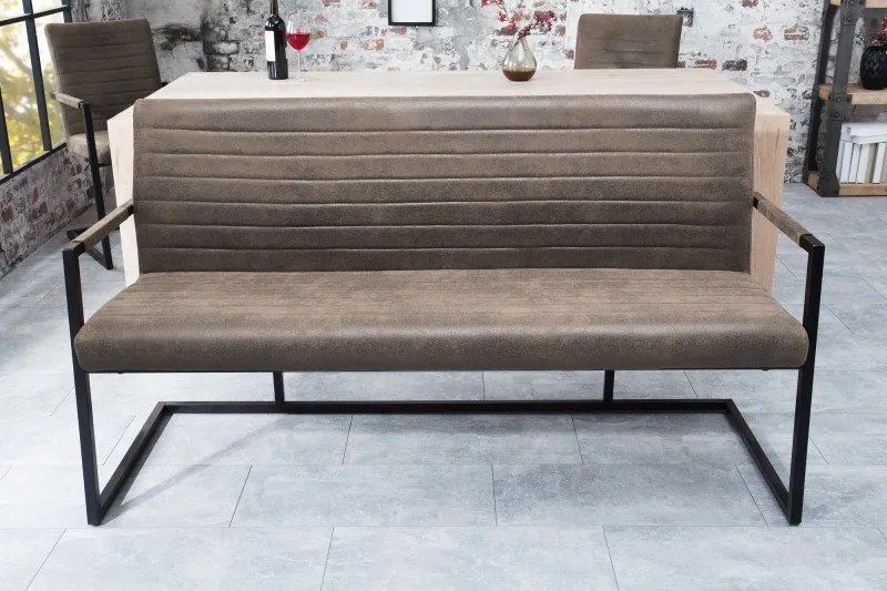 Bancheta design industrial Loft 160cm, vintage taupe