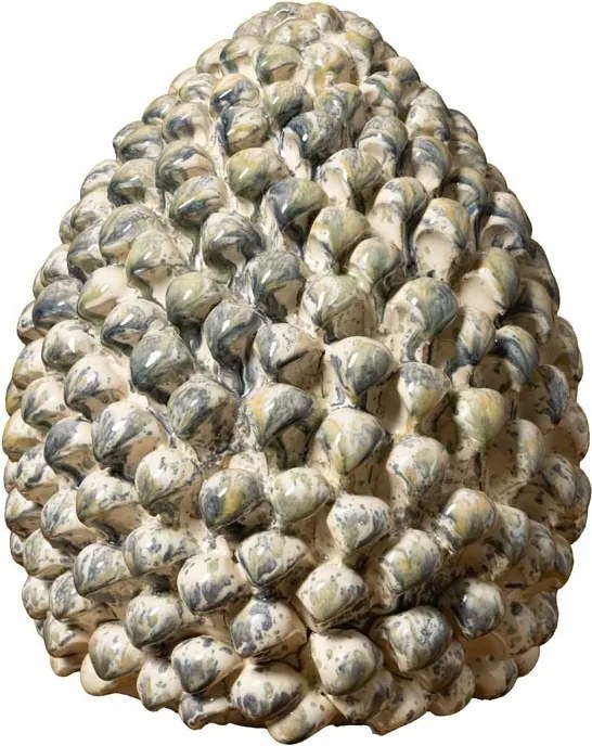 Sculptură decorativă din ceramică, formă de anghinare, natur și gri, 24 × 20 cm, „Artichoke"