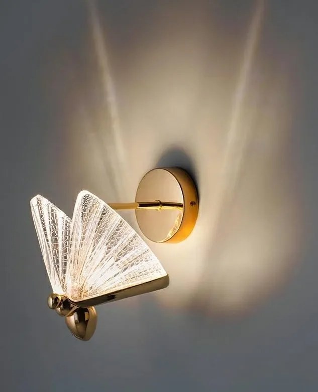 Aplica de perete LED design modern Fluture S auriu