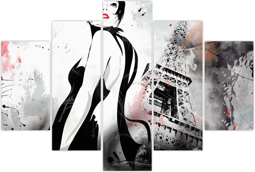 Tablou - Doamna și Turnul Eiffel (150x105 cm)