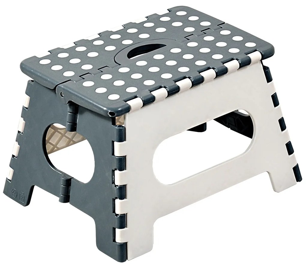 Taburet pliabil Kesper 70533, alb/gri, 35 x 22 x27 cm
