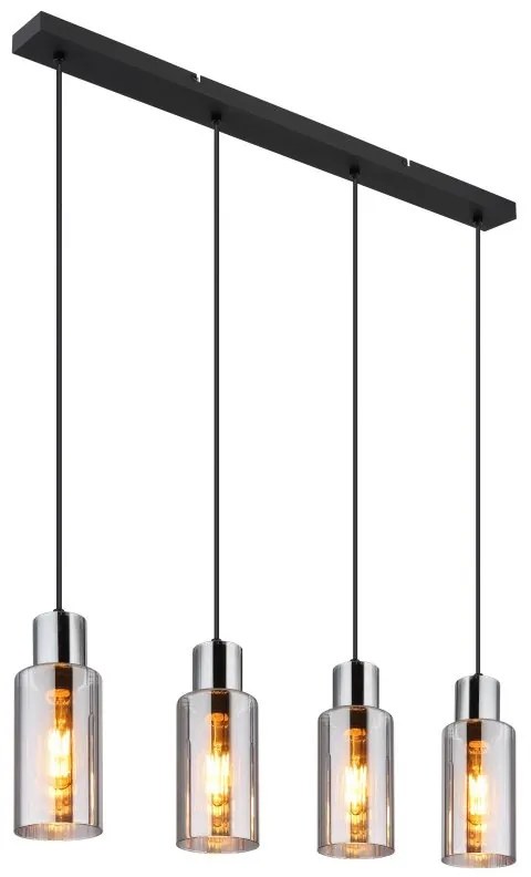 Lustra suspendata design modern LIDARIA 4L negru/fumuriu