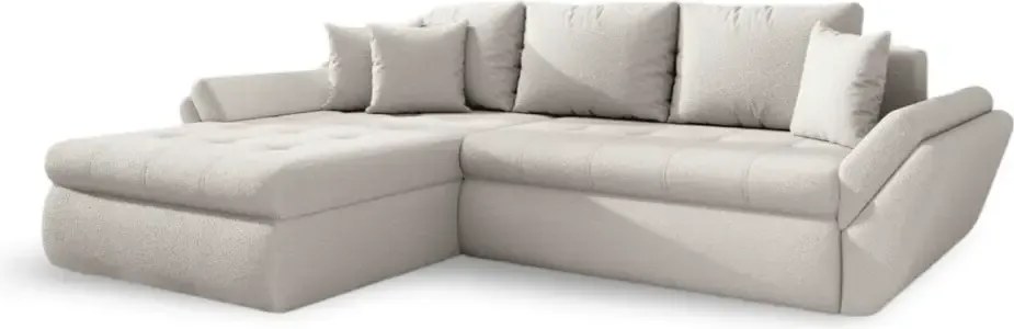 Colțar extensibil dumonde cu ladă de depozitare si sezut confortabil din spuma high-density, Loana Euphoria Ivory 270x185 cm