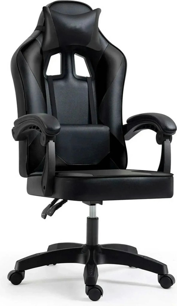 Scaun gaming IMPERIA, negru, piele ecologica/metal, 64x64x104/116 cm