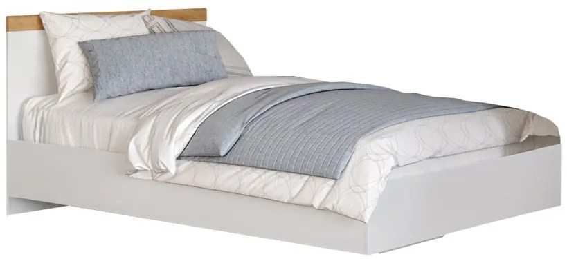 Pat de o persoană 90 cm Valgo 90 (alb + Stejar wotan). 1075514