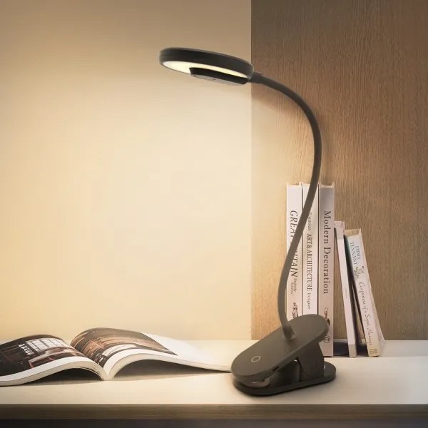 Lampă LED reîncărcabilă dimabilă de masă cu clemă Aigostar LED/2,5W/5V 1800mAh negru