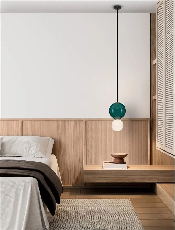 Pendul LED decorativ portelan jasper, sticla alb, NOESIS