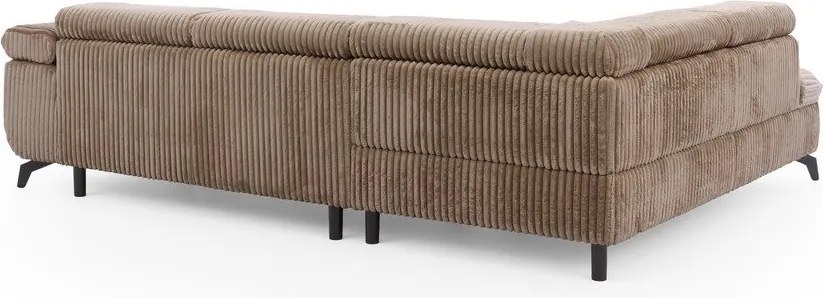 Colțar maro cu tapițerie din catifea reiată (cu colț pe partea stângă/în formă de ”L”) Marbeya – Ropez