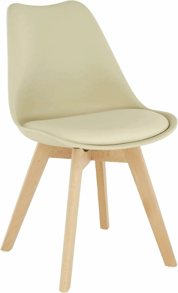 Scaun BALI 2 NEW, cappuccino vanilie/fag, piele ecologica/plastic/lemn