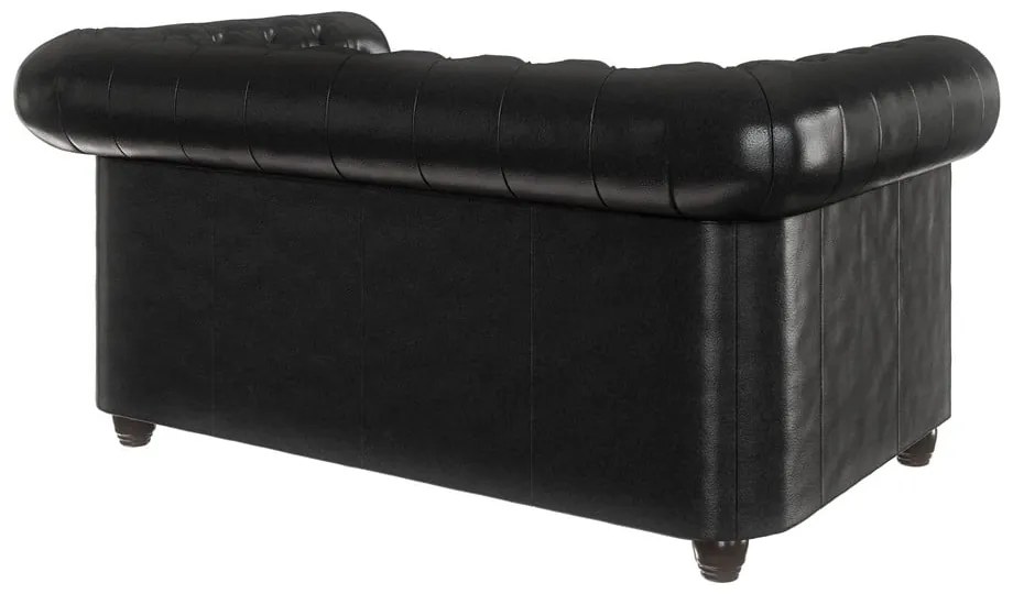 Canapea neagră cu tapițerie din imitație de piele 148 cm York – Ropez