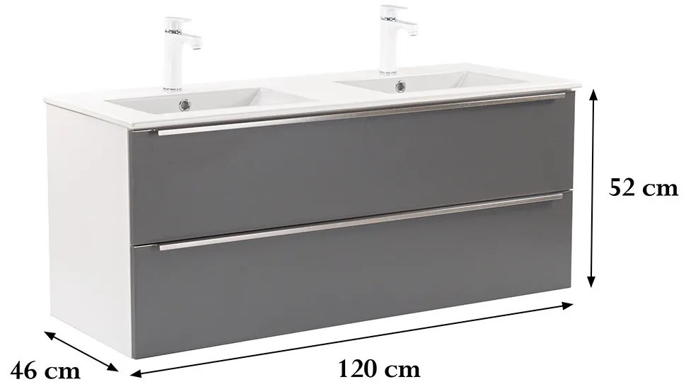 Dulap de bază Vario Trim 120 cu chiuvetă alb-antracit