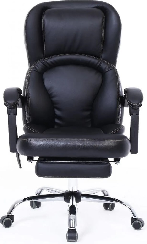 RESIGILAT- Scaun directorial cu Masaj si Incalzire, 8 puncte de masaj, Piele ecologica, Negru