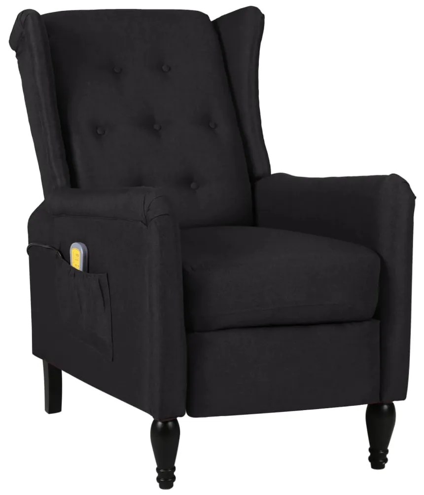 329332 vidaXL Fotoliu de masaj rabatabil, negru, material textil