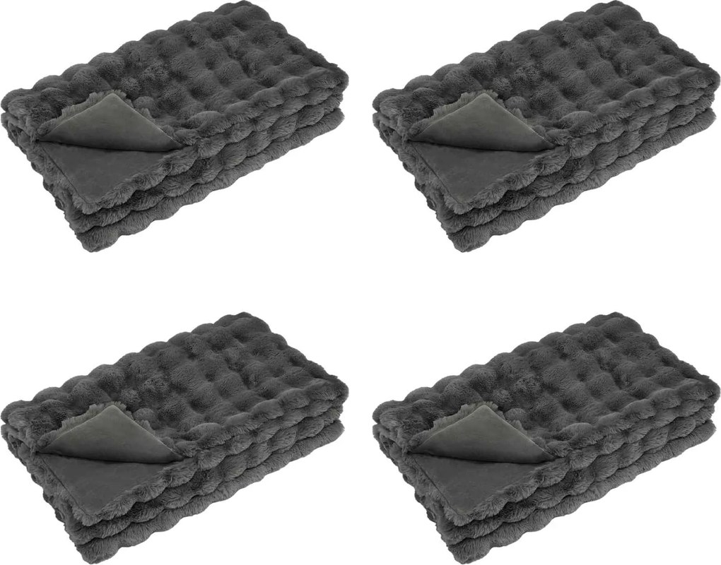 vidaXL Pătură din de iepure artificial antiderapantă Olite 4 pcs