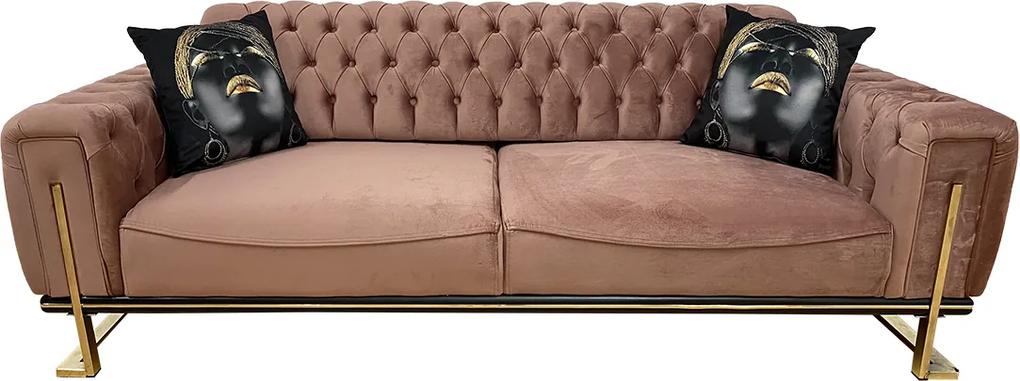 Canapea 3 locuri, roz pudră - model ROLEX