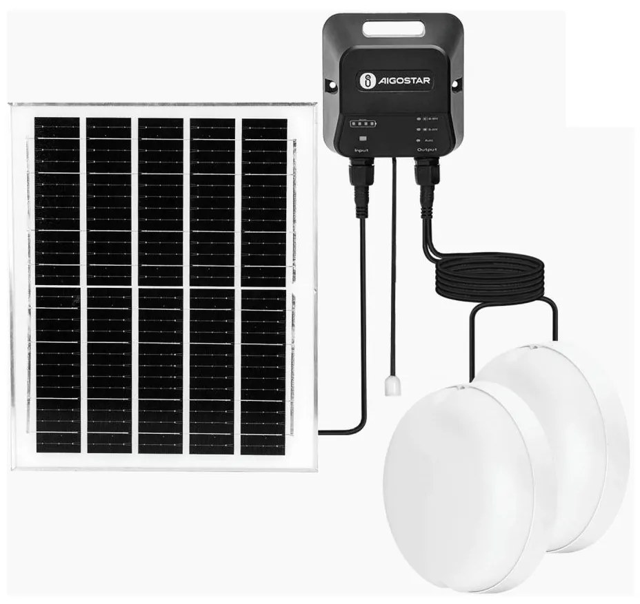 Corp de iluminat LED solar Aigostar 2xLED/70W/12V 12000 mAh 6500K d. 20,5 cm