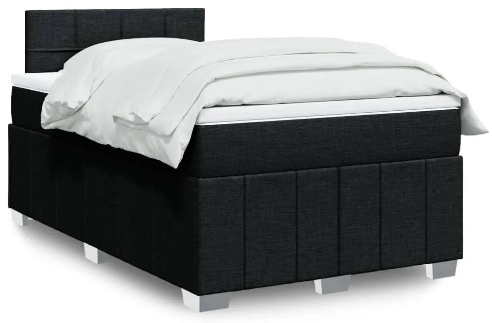 vidaXL Pat box spring cu saltea, negru, 120x200 cm, textil