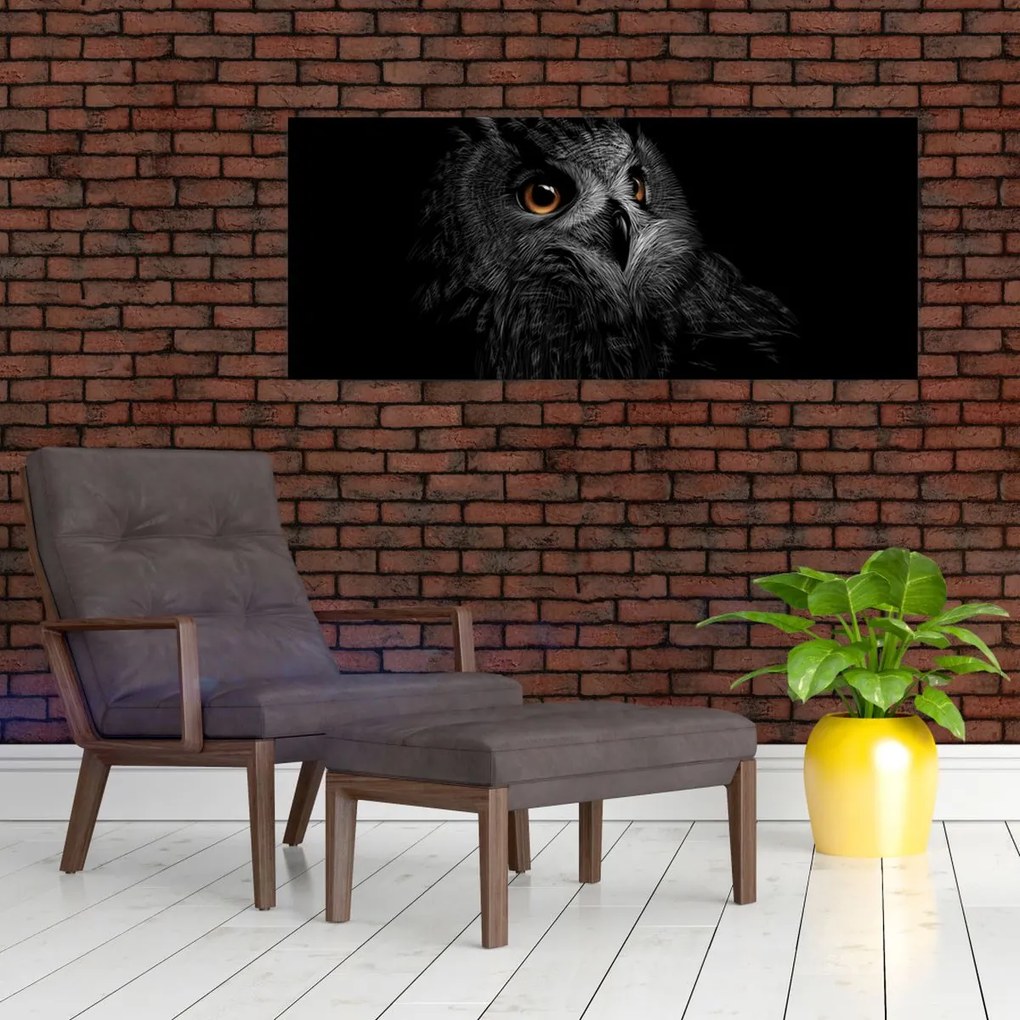 Tablou - Bufniță, ilustrație (120x50 cm)