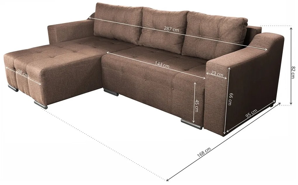 Coltar extensibil Verona Maro 287x169x96 cm cu lada de depozitare