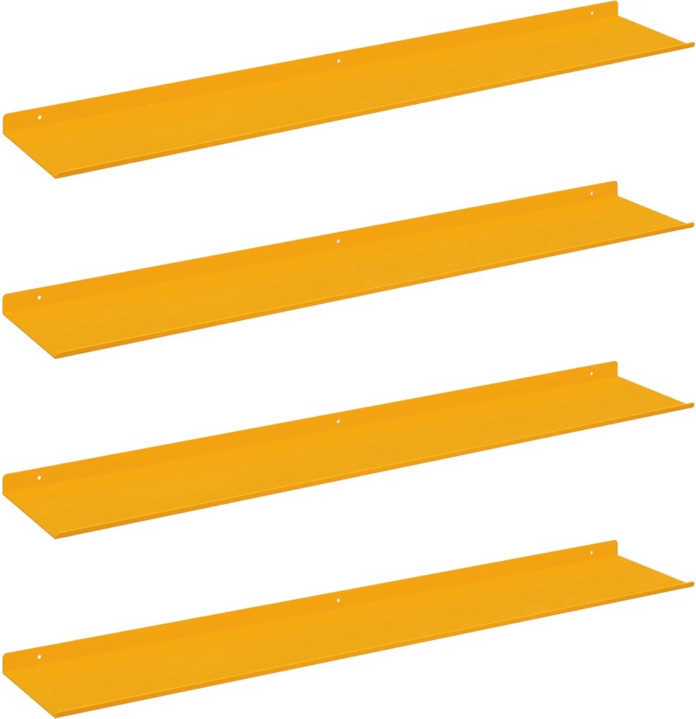 vidaXL Raft suspendat 4 pcs Galben muștar 100 x 18 x 2,5 cm Oțel