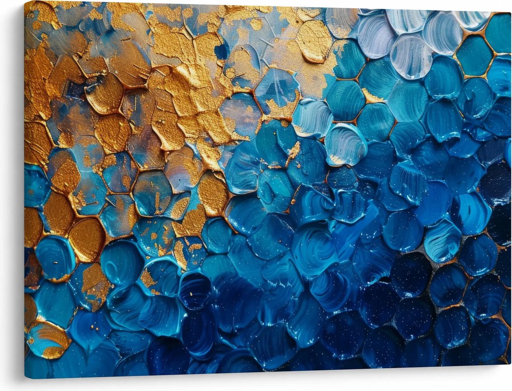 Tablou - Pictura albastru-auriu (70x50 cm)