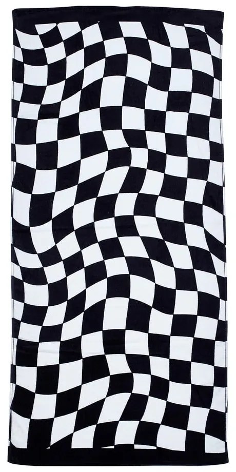 Prosop de plajă alb-negru din bumbac 76x160 cm Checkerboard – Catherine Lansfield