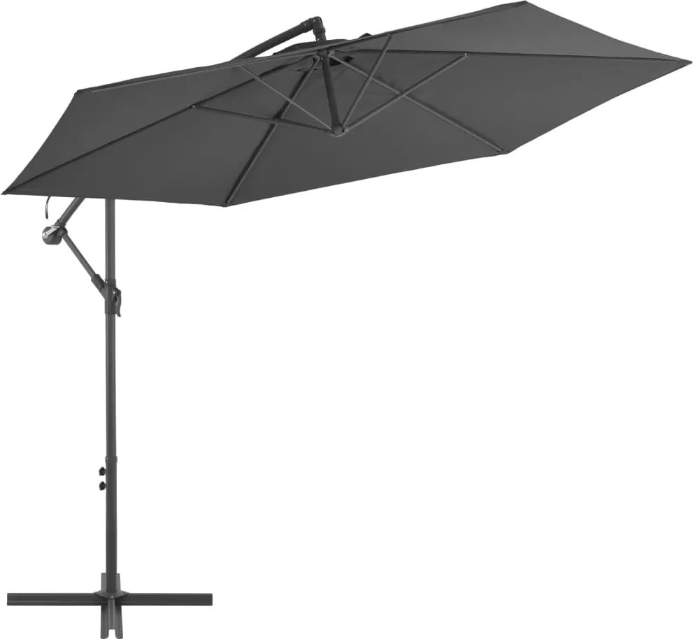 vidaXL Umbrelă în consolă cu stâlp din aluminiu, 300 cm, antracit