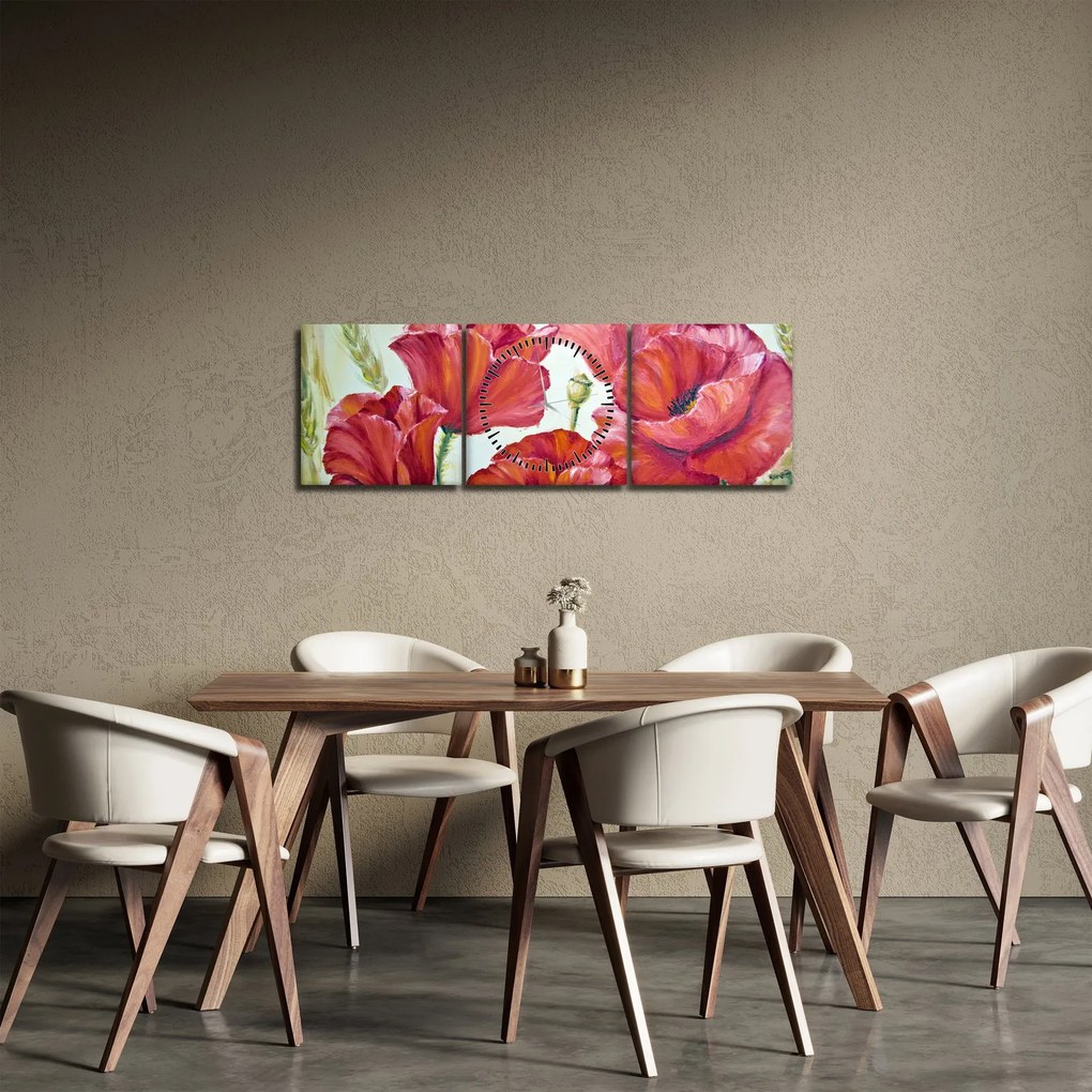 Tablou - Mac - flori (cu ceas) (90x30 cm)