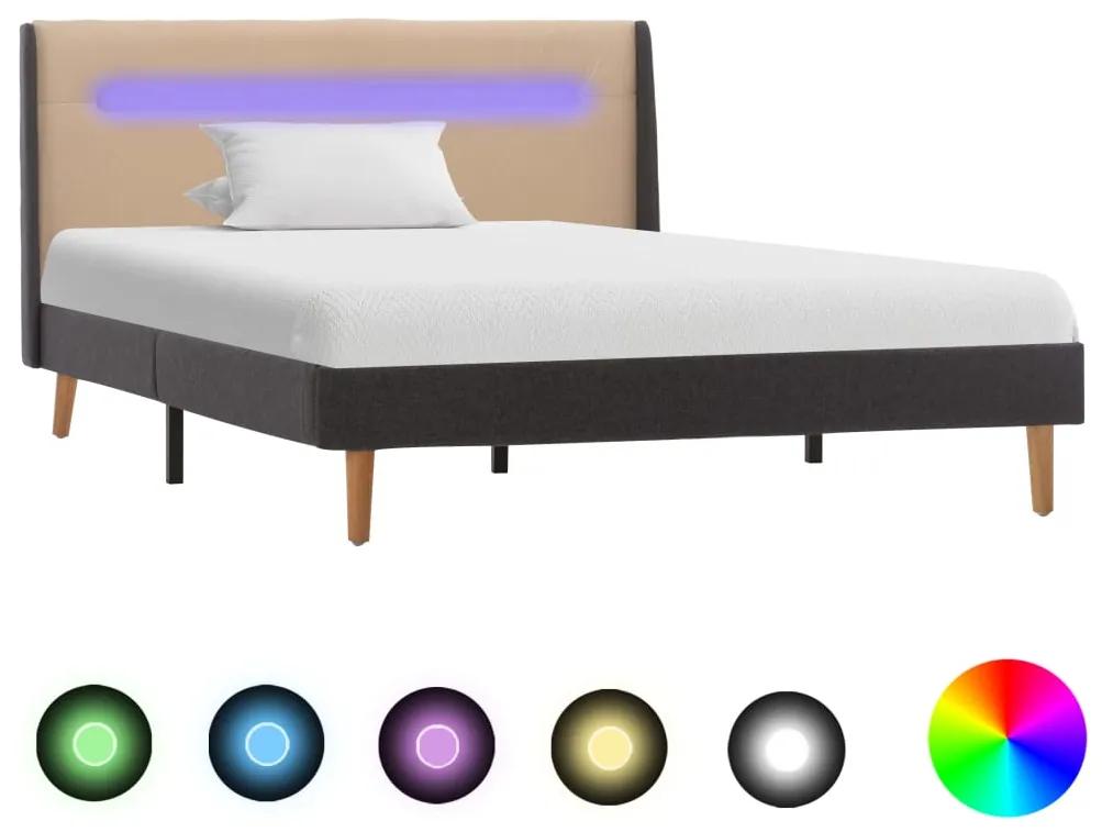 286699 vidaXL Cadru de pat cu LED, crem, 120 x 200 cm, material textil