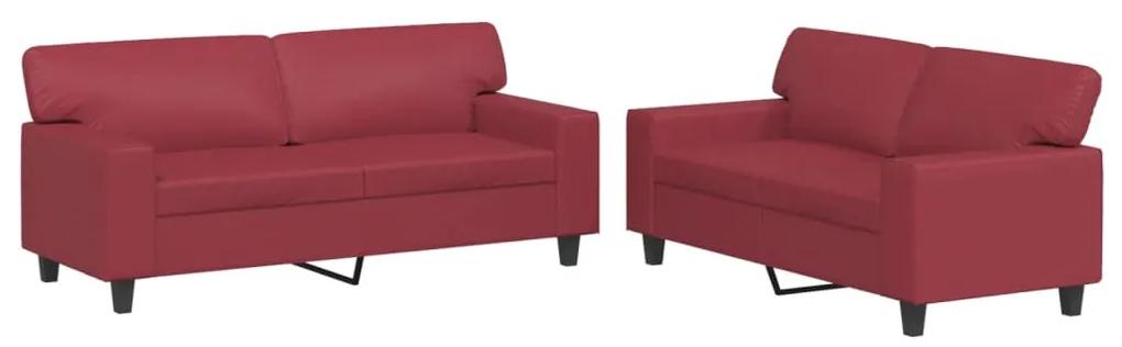 3201917 vidaXL Set de canapele, 2 piese, roșu vin, piele ecologică