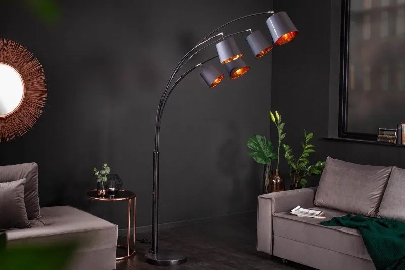 Lampadar tip arc cu 5 brate Levels negru/ auriu