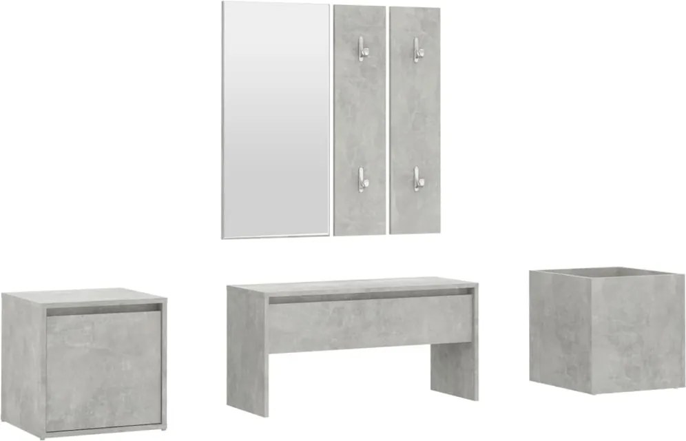 vidaXL Set de mobilier pentru hol, gri beton, lemn prelucrat