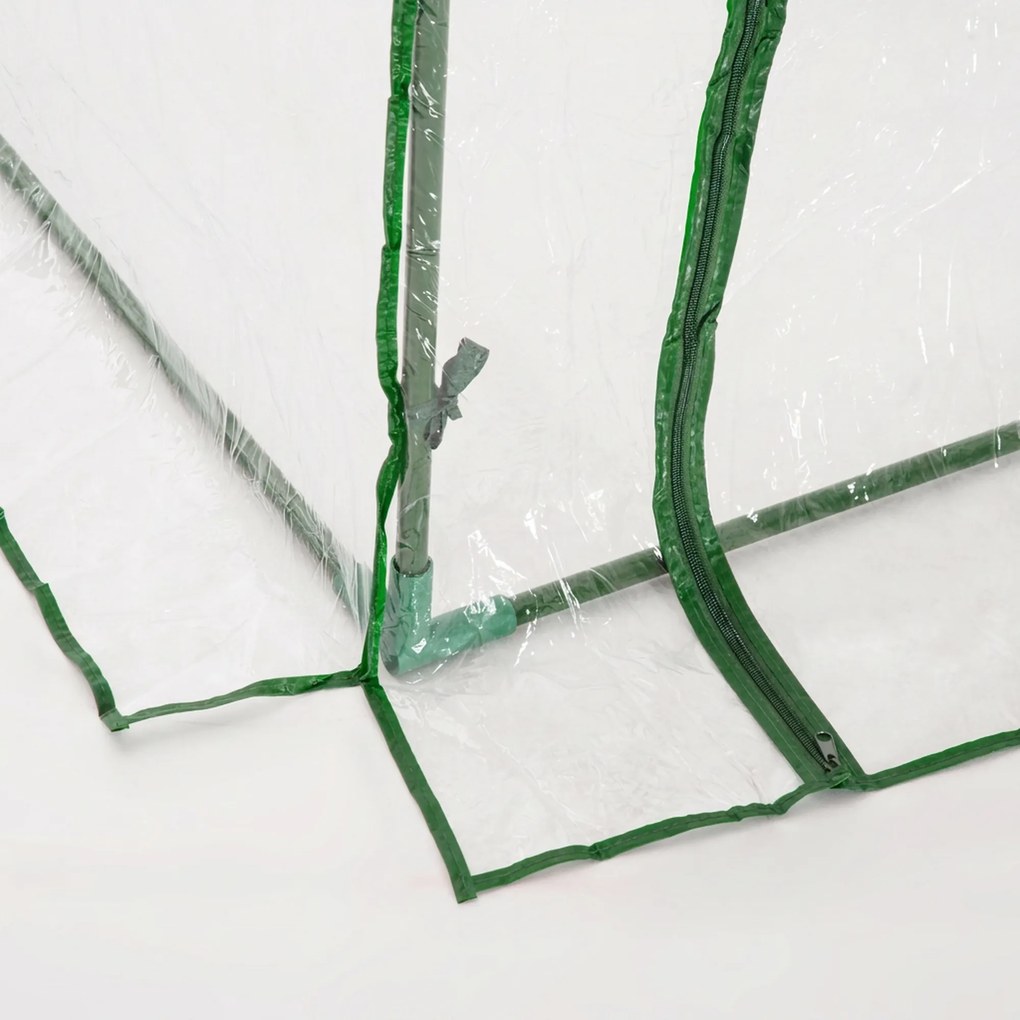 Outsunny Tunel de oțel pentru grădină cu seră și capac din PVC, 200x100x80 cm, transparent și verde | Aosom Romania